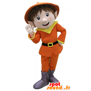 Mascote leprechaun vestido em laranja e amarelo - MASFR031113 - Mascotes Natal