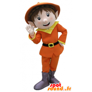 Mascotte de lutin habillé en orange et jaune - MASFR031113 - Mascottes Noël