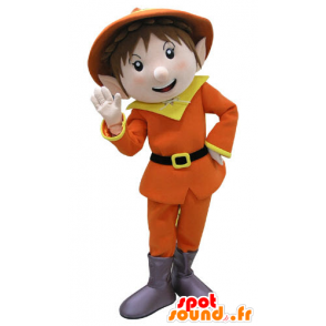 Kabouter mascotte gekleed in oranje en geel - MASFR031113 - Kerstmis Mascottes