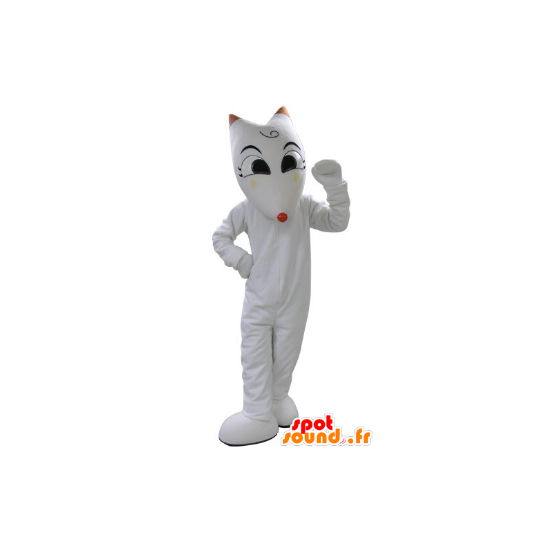 Weiße Katze Maskottchen. White Wolf Maskottchen - MASFR031114 - Maskottchen-Wolf