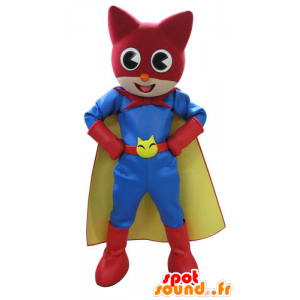 Cat Maskot, v barevné oblečení superhrdiny - MASFR031115 - Cat Maskoti