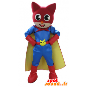 Mascotte de chat, en tenue colorée de super héros - MASFR031115 - Mascottes de chat