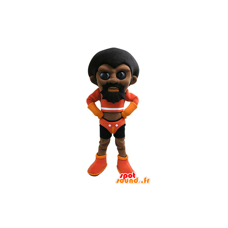 African-American man maskot i brottare outfit - Spotsound maskot