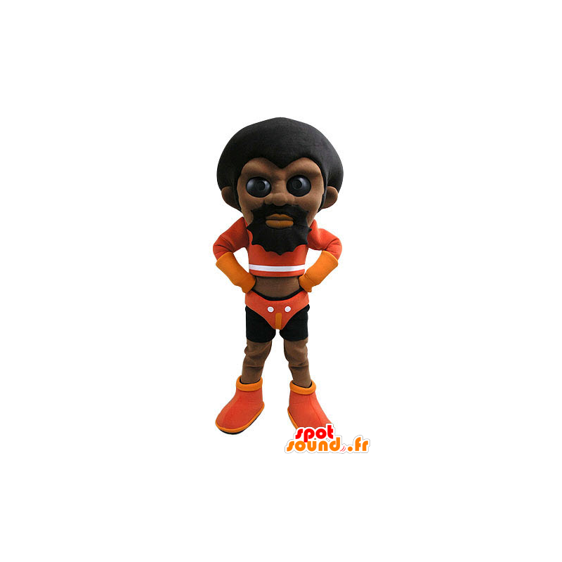 Homem mascote Africano americano no wrestler uniforme - MASFR031119 - Mascotes homem