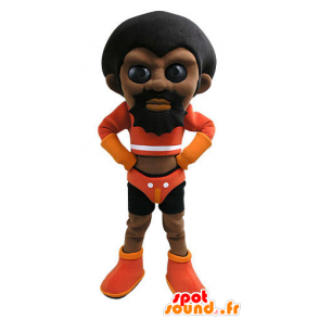 Maskot afro-americký muž v uniformě zápasník - MASFR031119 - Man Maskoti