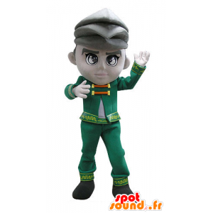 Mascotte d'homme, habillé d'un costume vert d'époque - MASFR031120 - Mascottes Homme