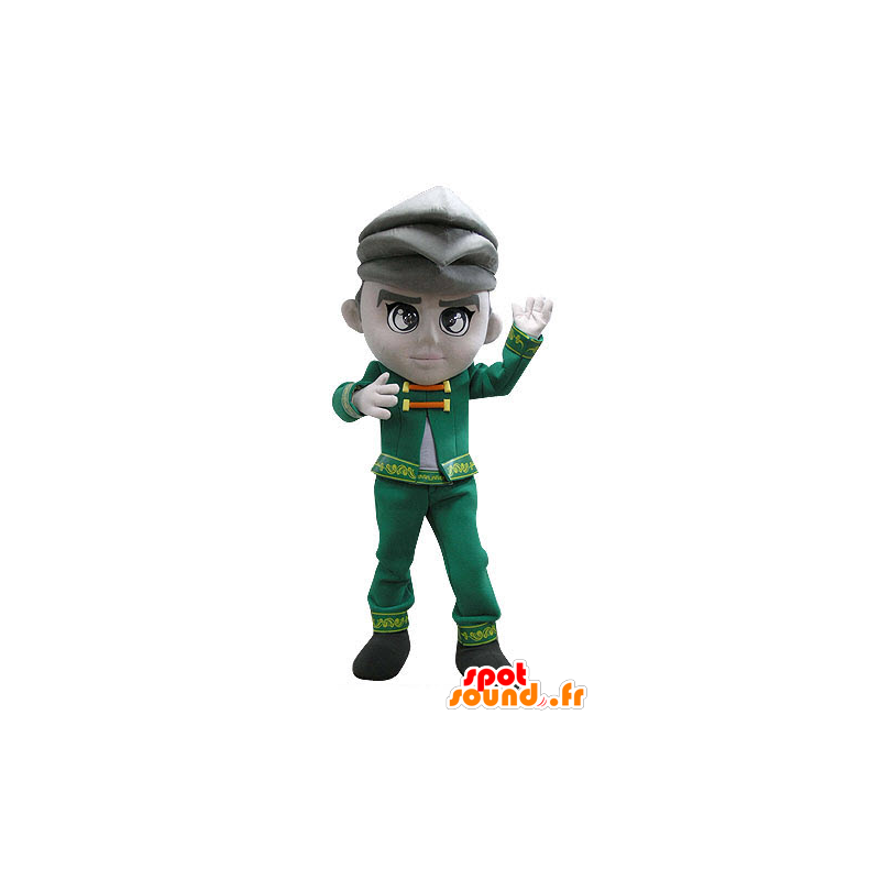 Mascotte d'homme, habillé d'un costume vert d'époque - MASFR031120 - Mascottes Homme