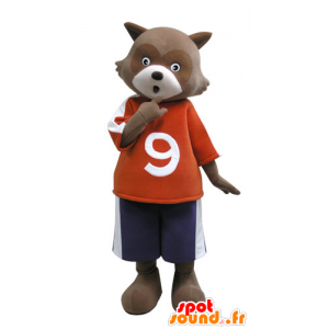 Maskotti ruskea ja valkoinen karhuja. maskotti pesukarhu - MASFR031124 - Bear Mascot