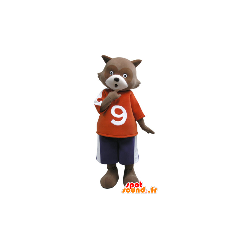 Maskotti ruskea ja valkoinen karhuja. maskotti pesukarhu - MASFR031124 - Bear Mascot