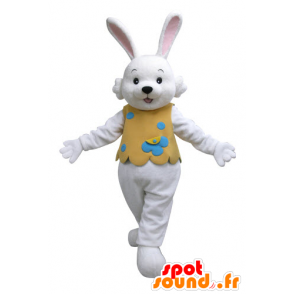 Mascota del conejo blanco con un traje naranja - MASFR031126 - Mascota de conejo
