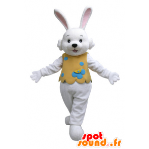 White Rabbit mascote com um equipamento alaranjado - MASFR031126 - coelhos mascote