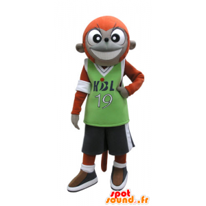 Mascotte de singe orange et gris en tenue de sport - MASFR031128 - Mascottes Singe