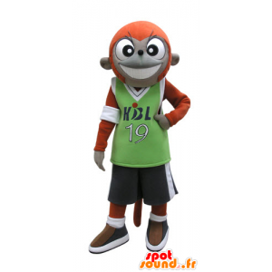 Orange og grå abe maskot i sportstøj - Spotsound maskot kostume