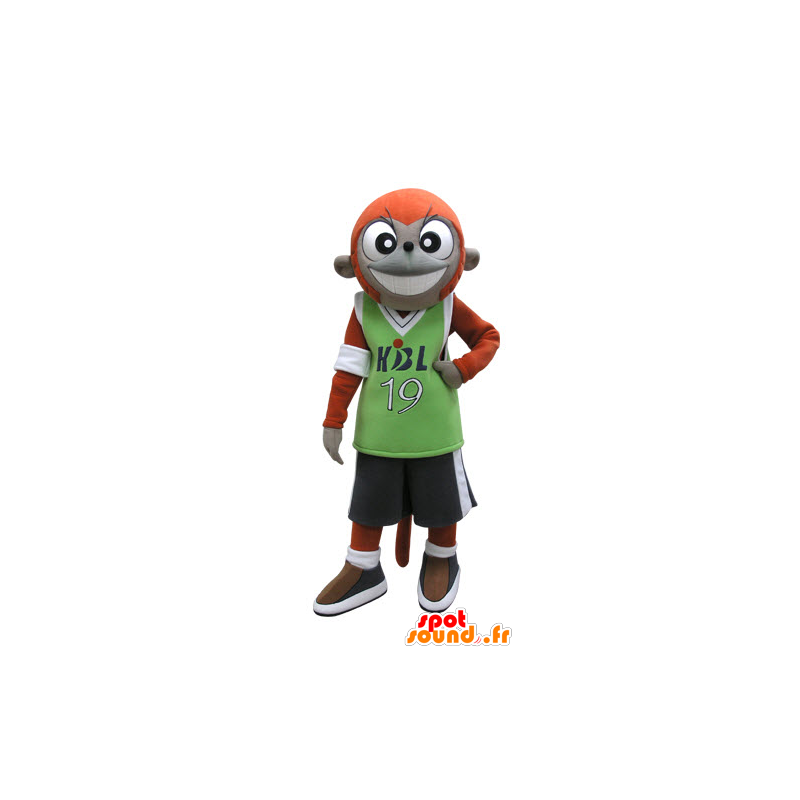 Orange och grå apmaskot i sportkläder - Spotsound maskot