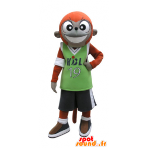 Naranja y gris de la mascota del mono en ropa deportiva - MASFR031128 - Mono de mascotas