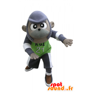 Lilla og grå abe-maskot i sportstøj - Spotsound maskot kostume