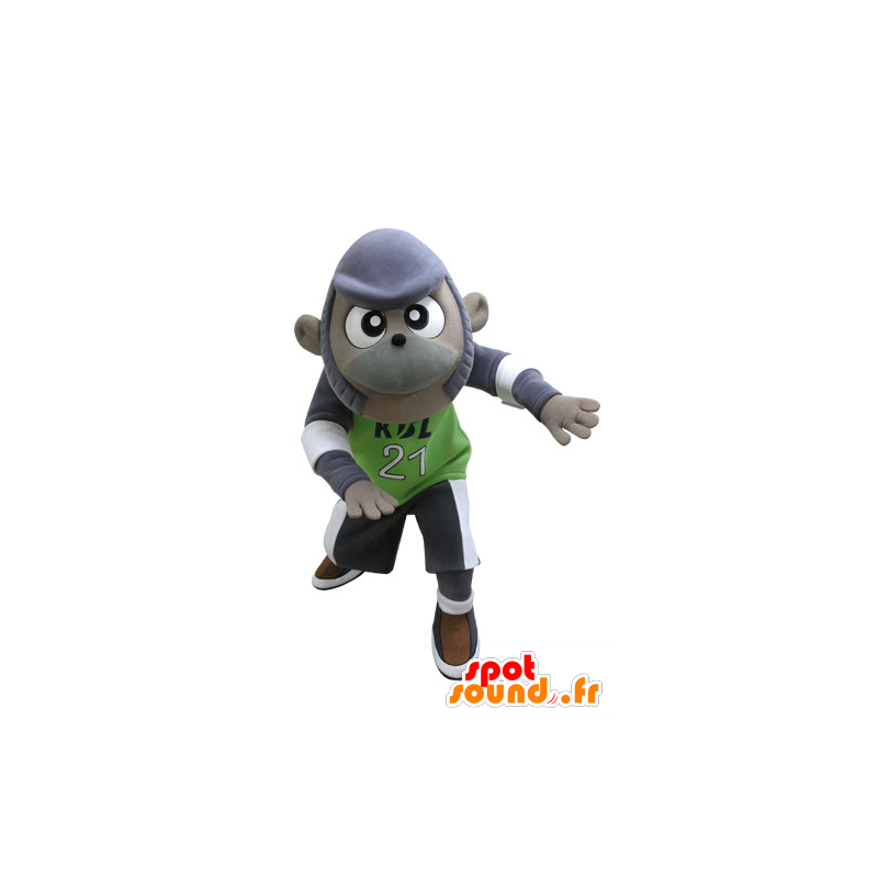 Morado y gris de la mascota del mono en ropa deportiva - MASFR031129 - Mono de mascotas