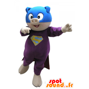 Mascotte de cochon habillé en super héros - MASFR031130 - Mascottes Cochon