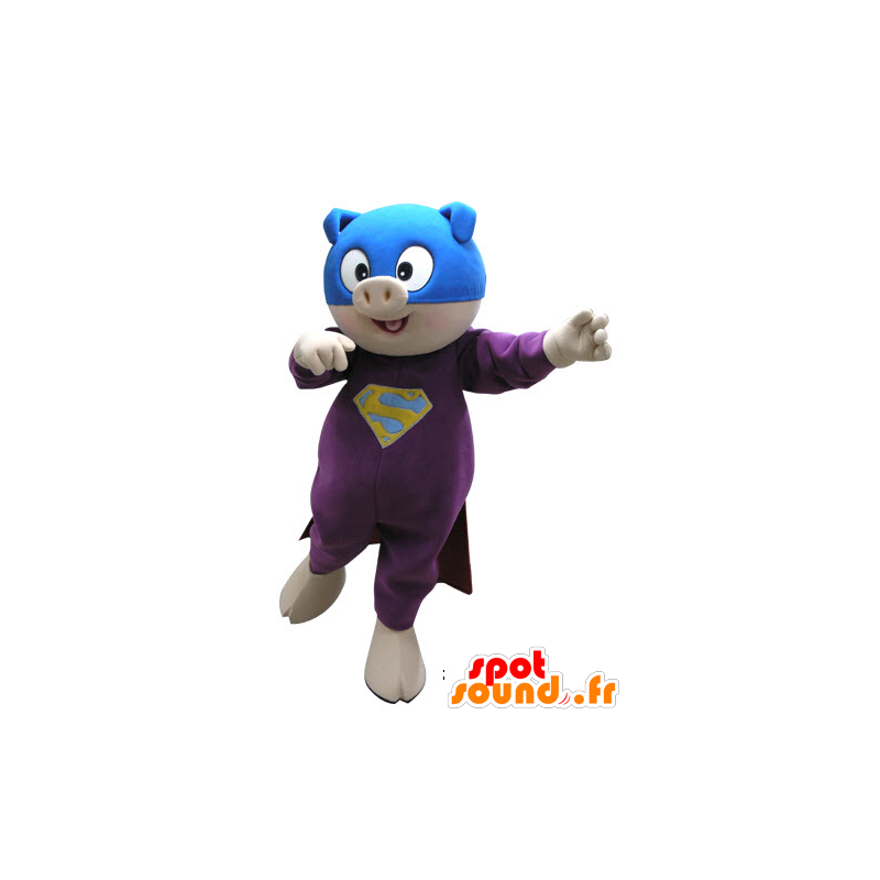 Vestido de super-herói mascote porco - MASFR031130 - mascotes porco