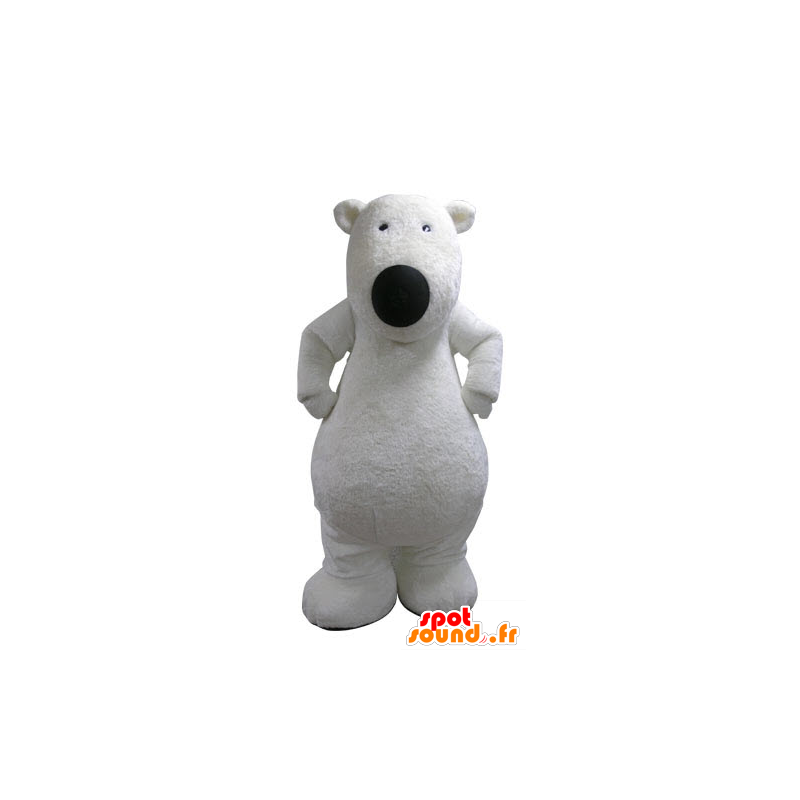 Mascotte d'ours blanc, doux et poilu. Mascotte de nounours - MASFR031132 - Mascotte d'ours