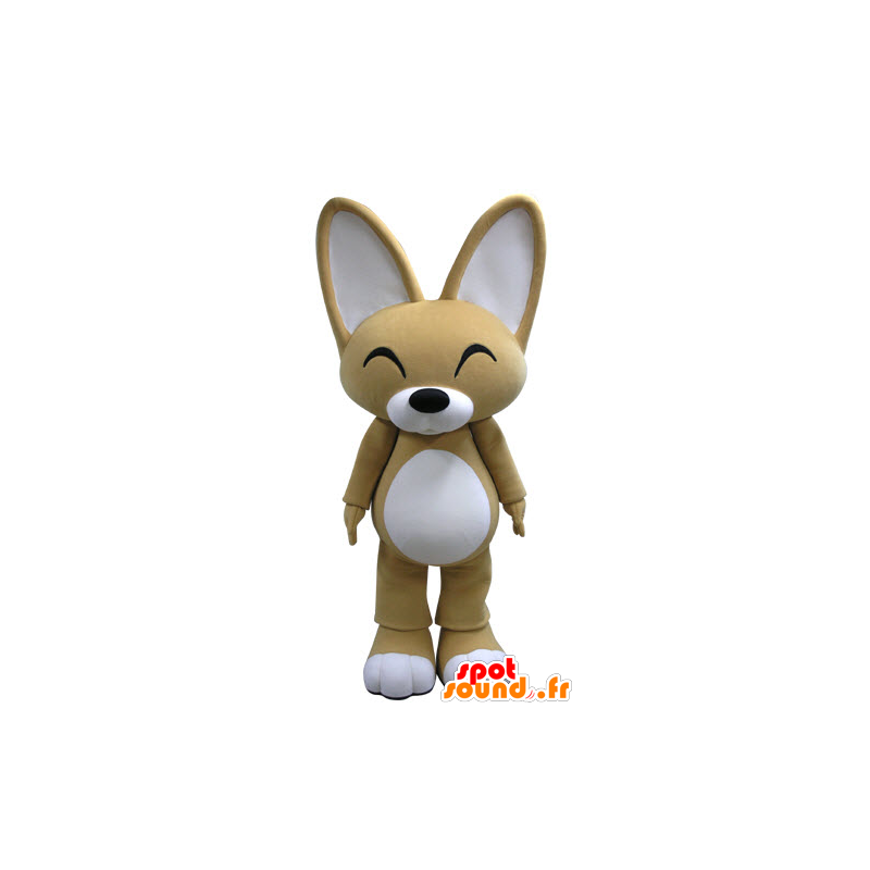 Beige en wit fox mascotte met grote oren - MASFR031134 - Fox Mascottes