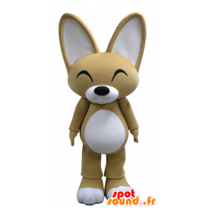 Mascote fox bege e branco com orelhas grandes - MASFR031134 - Fox Mascotes