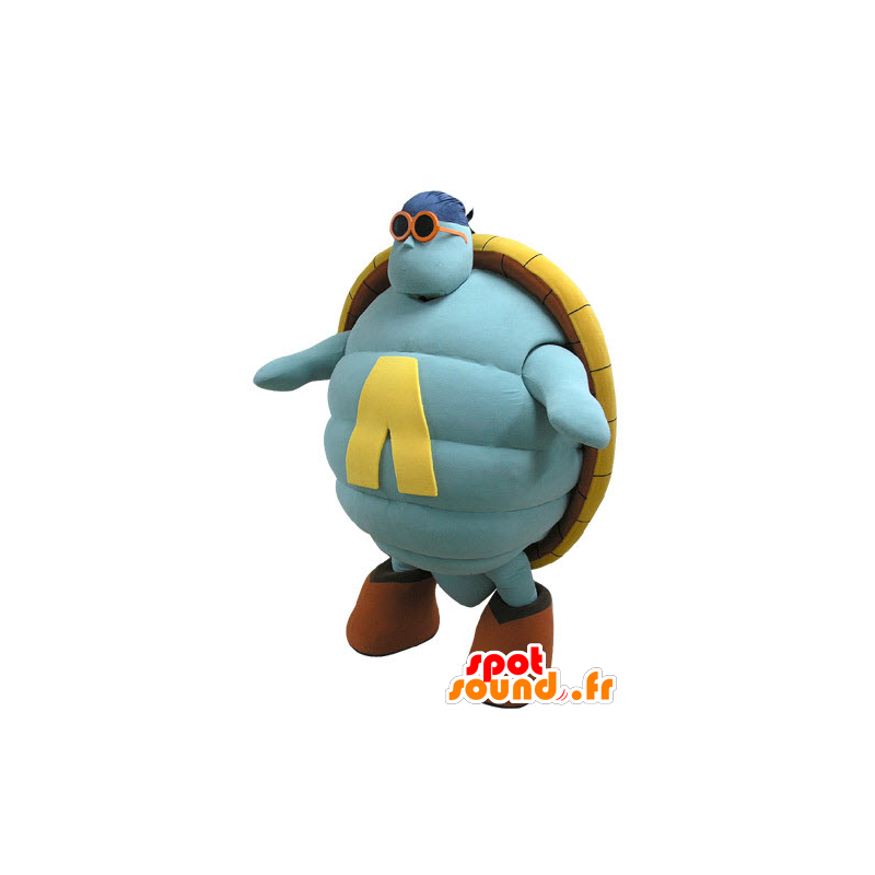 Blauw en geel schildpad mascotte, reuze - MASFR031138 - Turtle Mascottes
