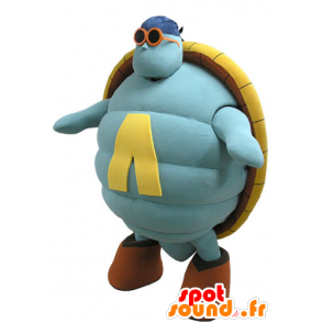 Blauw en geel schildpad mascotte, reuze - MASFR031138 - Turtle Mascottes