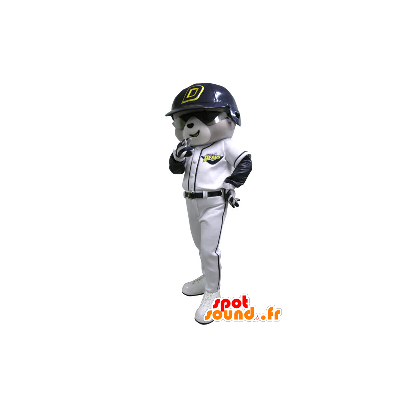 Mascot grijze en witte beren, honkbal outfit - MASFR031142 - Bear Mascot