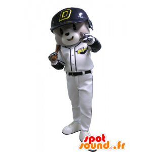 Grå och vit björnmaskot i baseballdräkt - Spotsound maskot