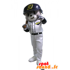 Mascot grijze en witte beren, honkbal outfit - MASFR031143 - Bear Mascot