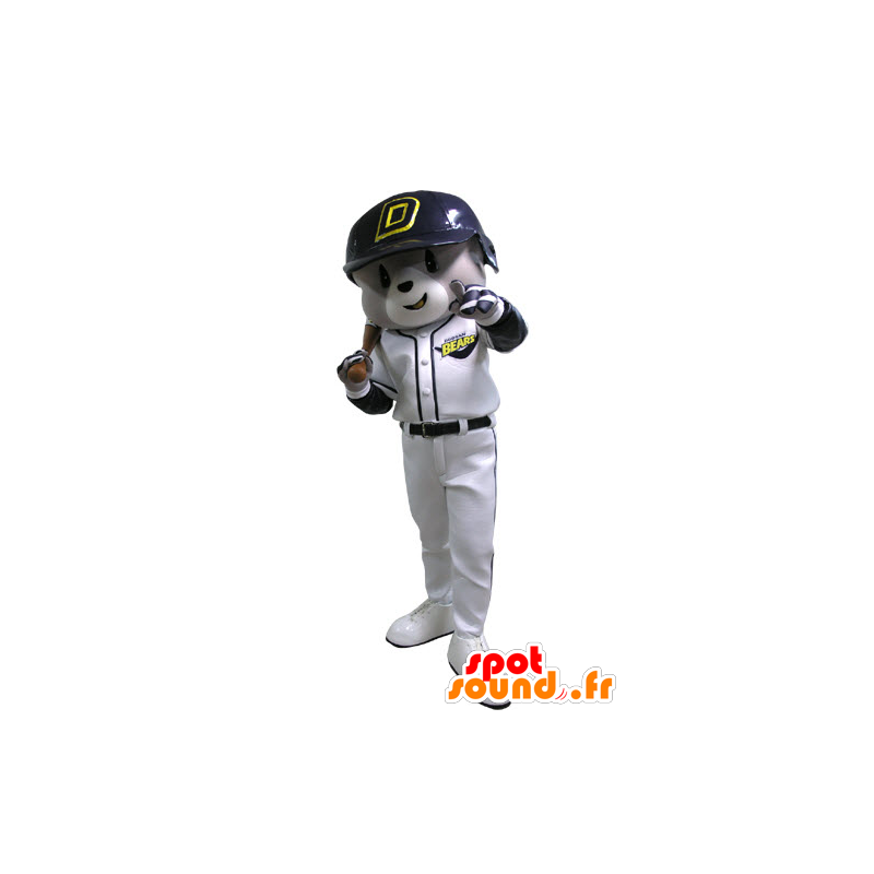 Mascotte grigio e orsi bianchi, vestito da baseball - MASFR031143 - Mascotte orso