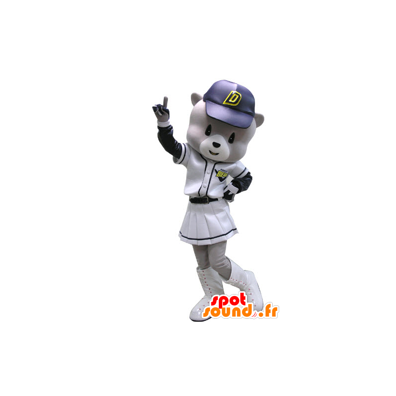 Mascotte grigio e orsi bianchi, vestito da baseball - MASFR031145 - Mascotte orso