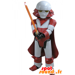 Mascot Darth Vader. mascota robot rojo y blanco - MASFR031147 - Personajes famosos de mascotas