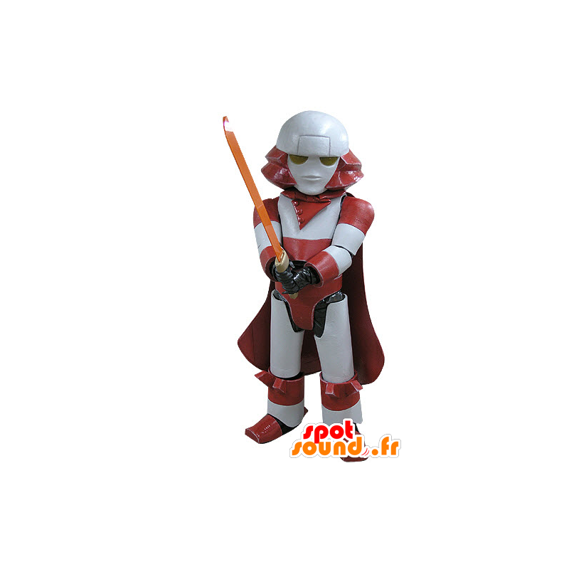 Μασκότ Darth Vader. κόκκινο και λευκό μασκότ ρομπότ - MASFR031147 - διασημότητες Μασκότ