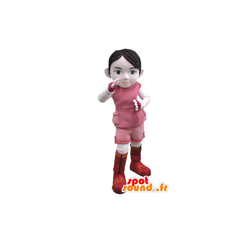 Girl mascot holding pink and white - MASFR031148 - Mascots boys and girls