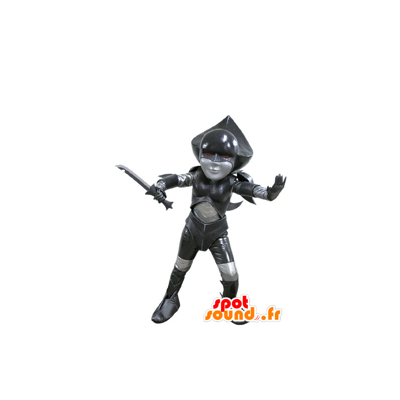 Mascot negro y gris de combate futurista - MASFR031150 - Mascotas sin clasificar