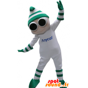 Hvit Snowman Mascot med briller og en lue - MASFR031152 - Man Maskoter