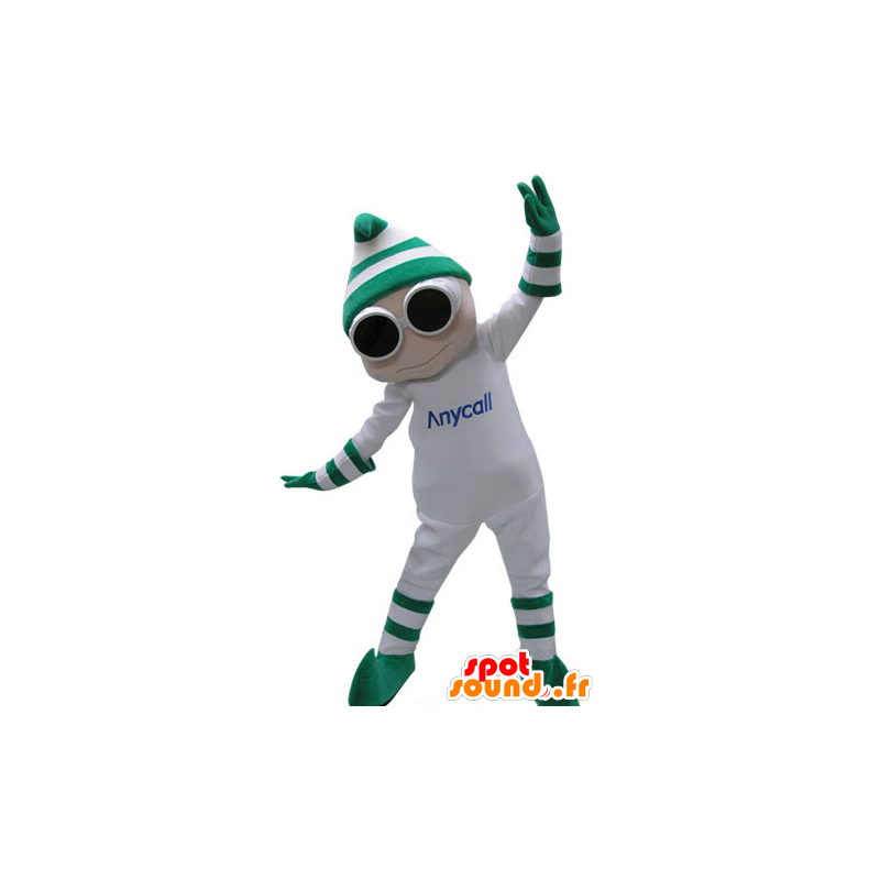 White snowman mascot with glasses and a cap - MASFR031152 - Human mascots