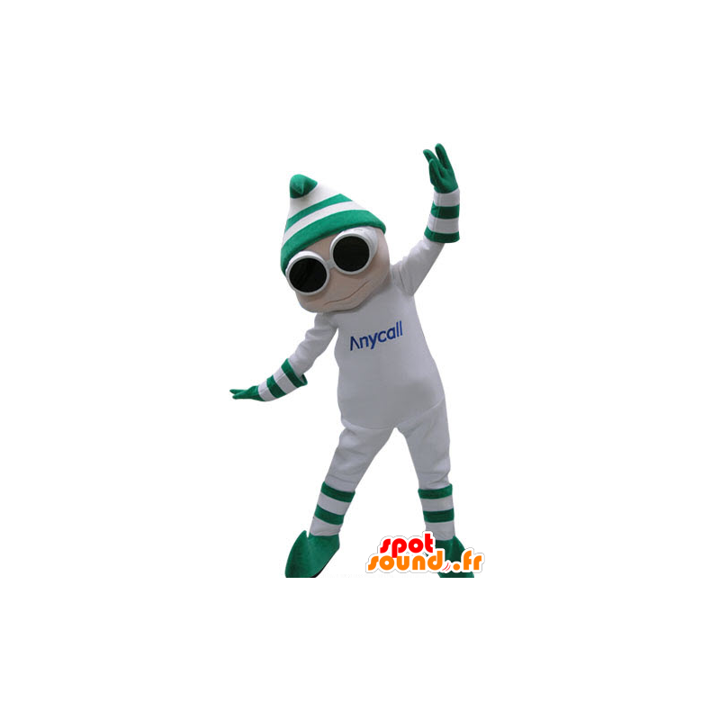 Hvit Snowman Mascot med briller og en lue - MASFR031152 - Man Maskoter