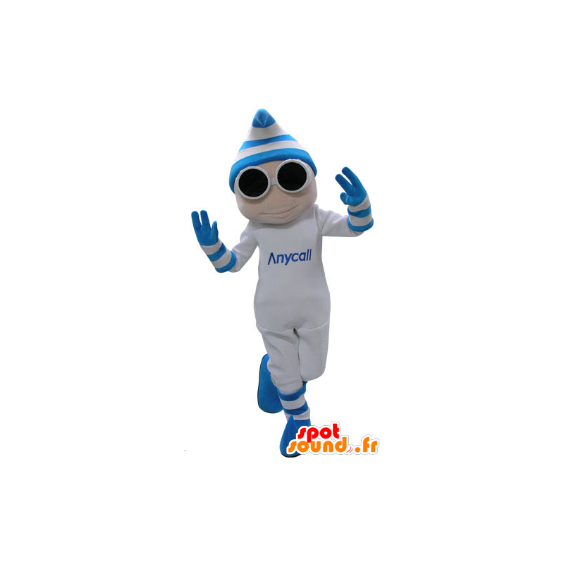 Mascot white and blue man with glasses and a cap - MASFR031157 - Human mascots