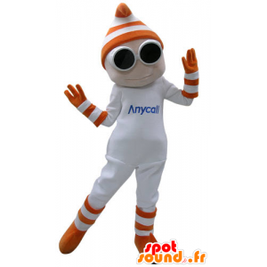 White snowman mascot with glasses and gloves - MASFR031158 - Human mascots
