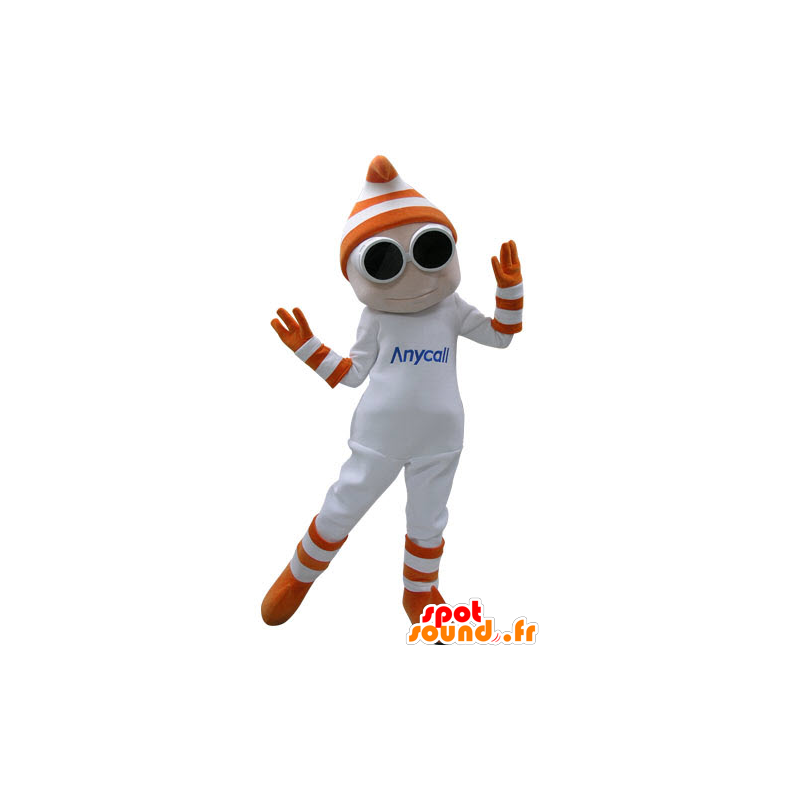 Hvid snemand maskot med briller og handsker - Spotsound maskot