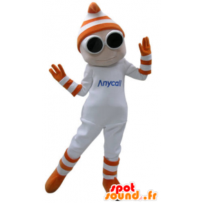 White snowman mascot with glasses and gloves - MASFR031158 - Human mascots