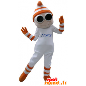 Biały Snowman Mascot z okulary i rękawice - MASFR031158 - Mężczyzna Maskotki