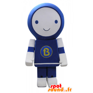 Maskot modrý a bílý robot s úsměvem - MASFR031160 - Neutajované Maskoti