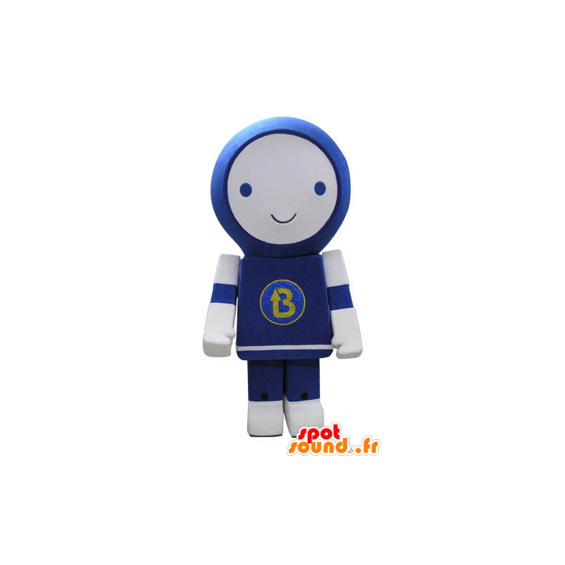 Blu della mascotte e del robot bianco, sorridente - MASFR031160 - Mascotte non classificati