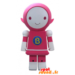 Mascot roze en witte robot, glimlachend - MASFR031161 - Niet-ingedeelde Mascottes