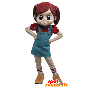 Girl mascot with two duvets and a dress - MASFR031162 - Mascots boys and girls