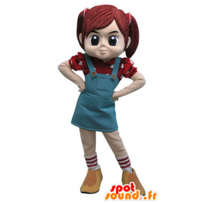 Girl mascot with two duvets and a dress - MASFR031162 - Mascots boys and girls